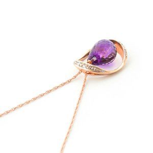 14K GOLD NECKLACE W AMETHYST & DIAMONDS